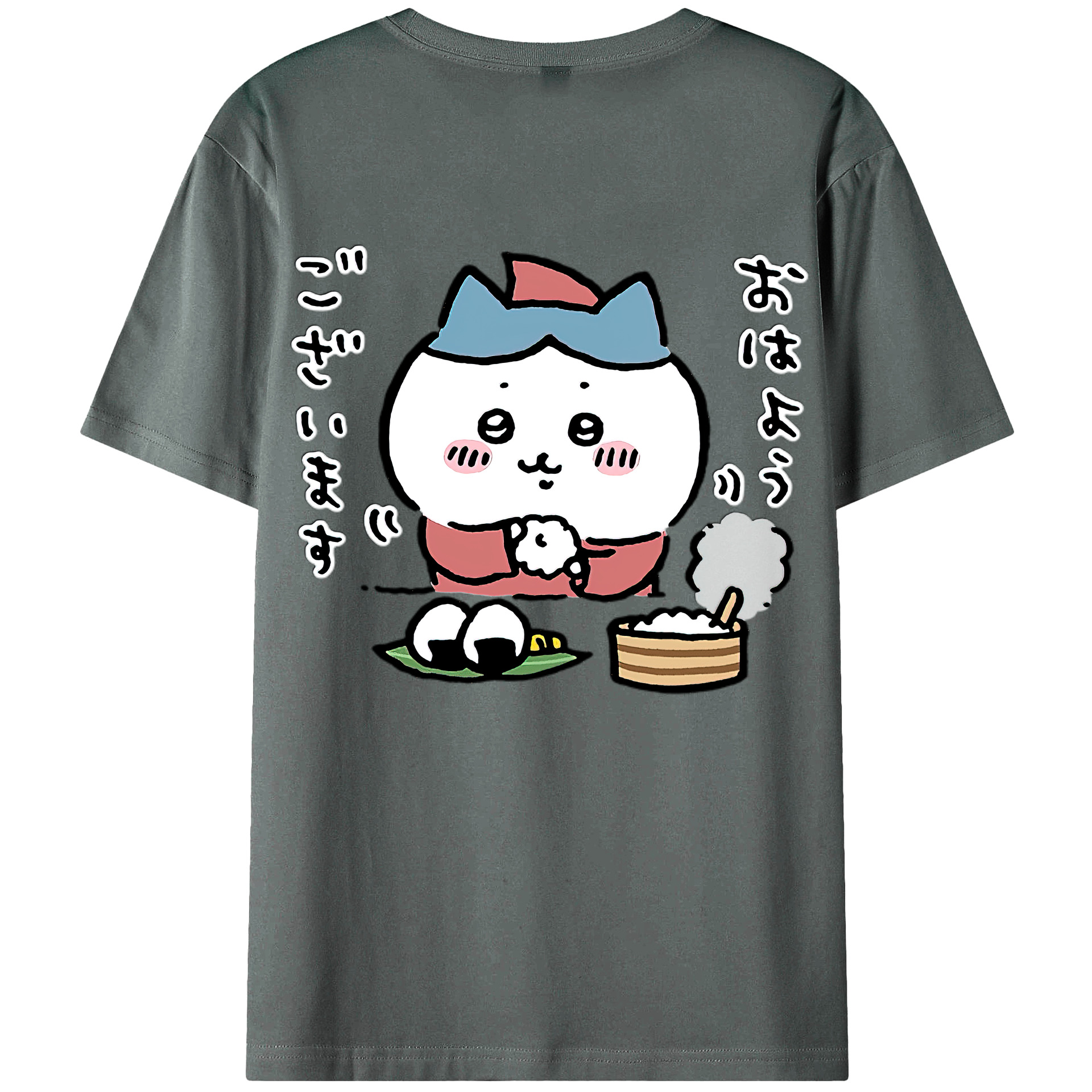（画像用） ちいかわ ハチワレ Chii-kawa hachiware 綿100％ メンズ半袖Tシャツ（バックプリント） 通気性